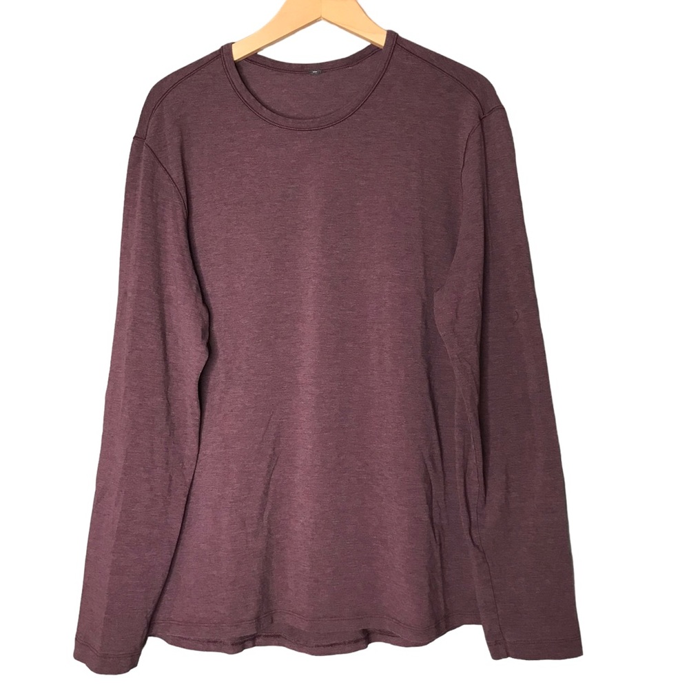 Lululemon Men’s Long Sleeve Tee Purple Red Crew T-Shirt ESTIMATED Medium